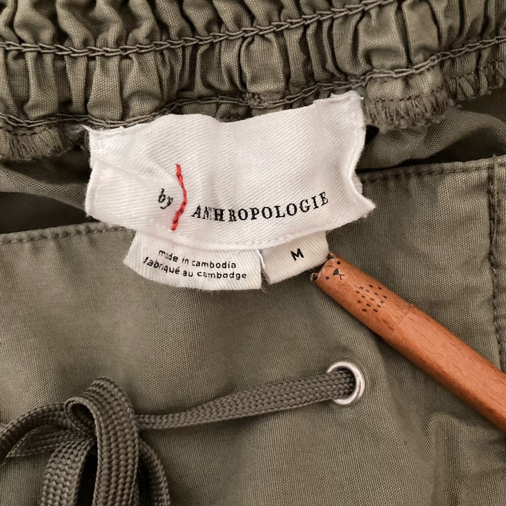 anthropologie hakama parachute culotte pants wide baggy skirt pleated green m - Picture 10 of 11